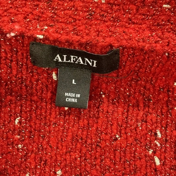 Alfani Rust Orange Metallic Open Front Cardigan Sweater w/ Pockets Womens Large - Picture 8 of 13